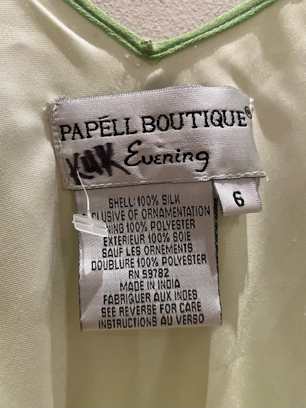 Papell Boutique Evening Vintage Silk Beaded Maxi Dress in Light Green Size 6 - Picture 7 of 7